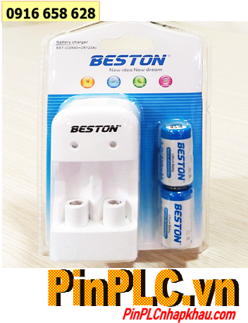 Beston BST-(CD643C kèm CR123A) _Bộ sạc kèm sẳn 2 pin sạc Lithium Li-ion 3v Beston CR123A 600mAh 